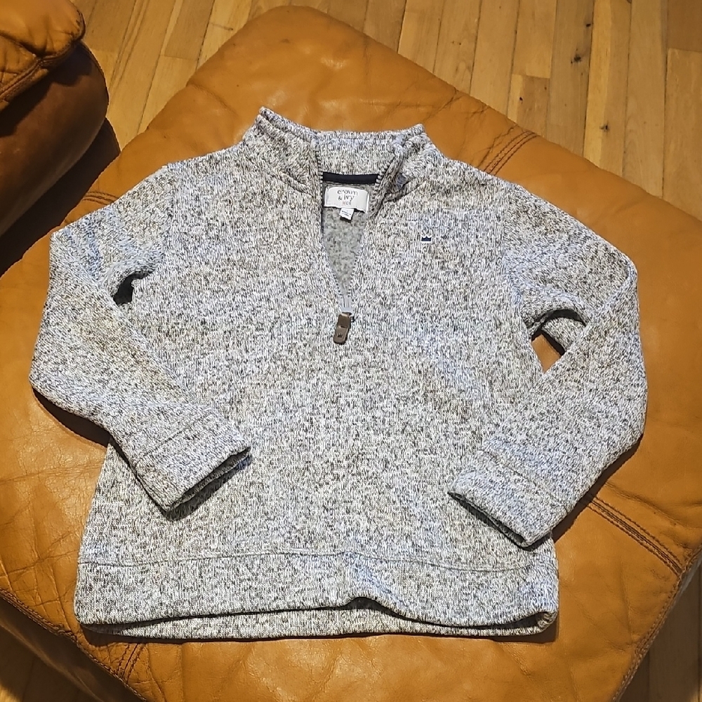 Crown & Ivy-Size 4-Kids Boys Gray Quarter-Zip‎ Sweater